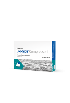 Bio-Gide Compressed 20х30 мм спресованная резорбируемая двухслойная барьерная мембрана повышенной плотности, арт: 500372